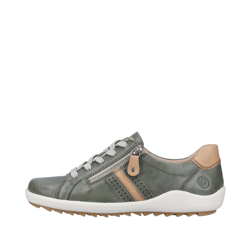 Remonte R1432-52 Ladies Mint Leather Zip & Lace Trainers