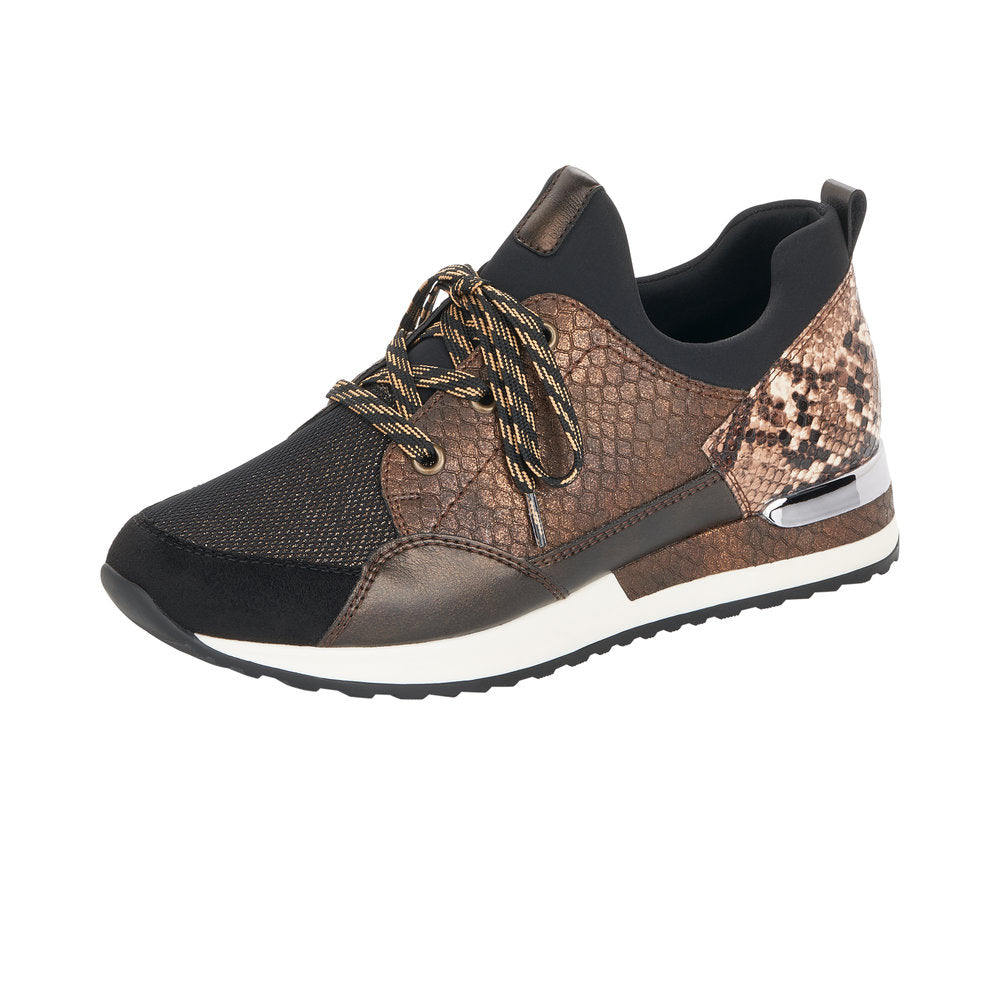 Remonte R2503-24 Ladies Brown With Print Lace Up Trainer