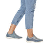 Remonte R3410-14 Ladies Light Blue & Silver Leather & Textile Zip & Lace Trainers