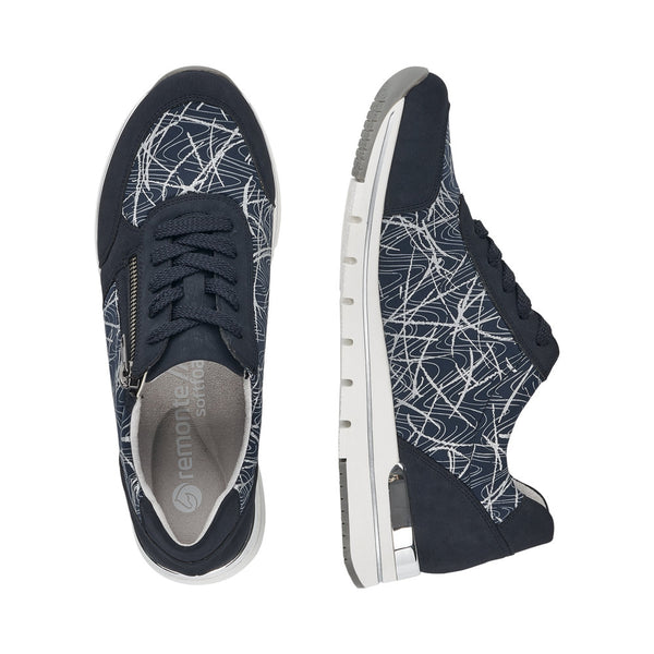 Remonte R6700-14 Ladies Navy Textile Lace Up Trainers