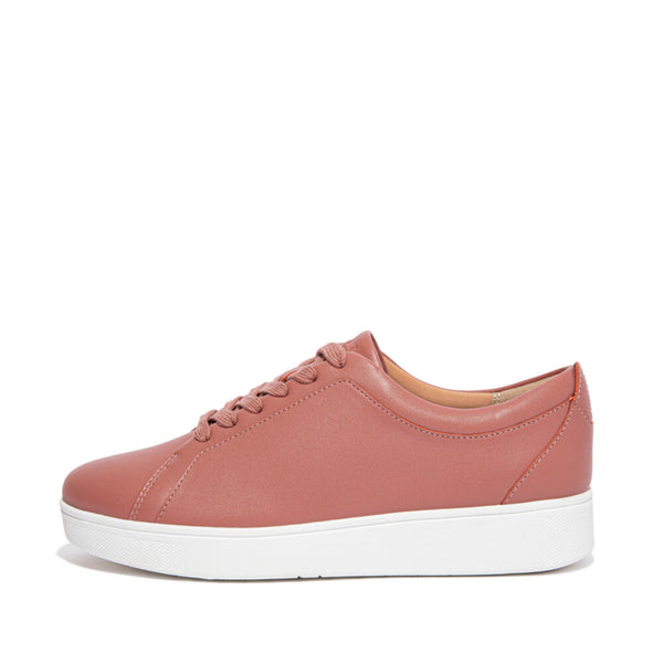 FitFlop Rally X22-955 Ladies Warm Rose Leather Lace Up Trainers