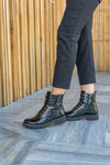 Remonte D8671-02 Ladies Black Patent Double Side Zip Lace-Up Boot