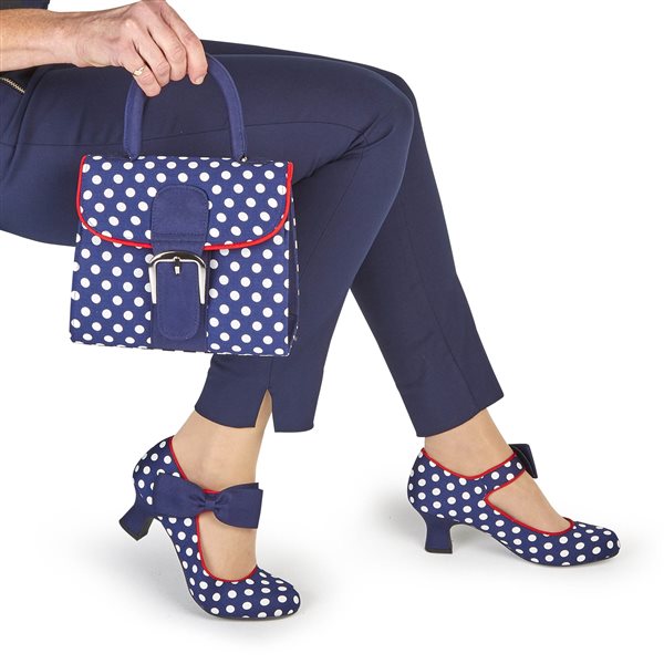 Ruby Shoo Trixie Ladies Navy Spots Mary Jane Court Shoes