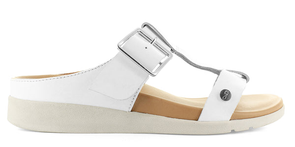 Strive Santorini II Ladies White Leather Arch Support Slip On Sandals