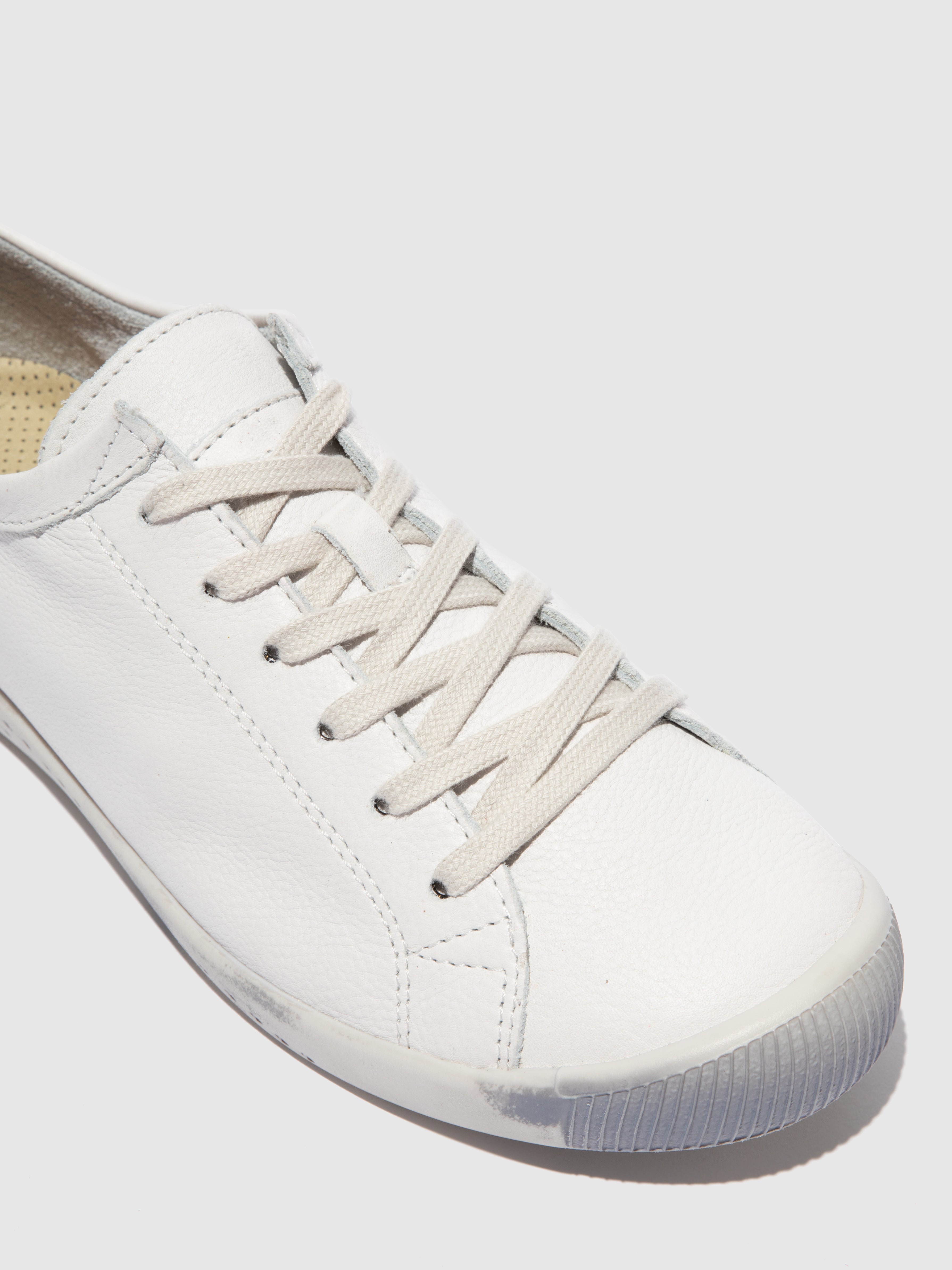 Softinos Isla Ladies White Leather Lace Up Shoes