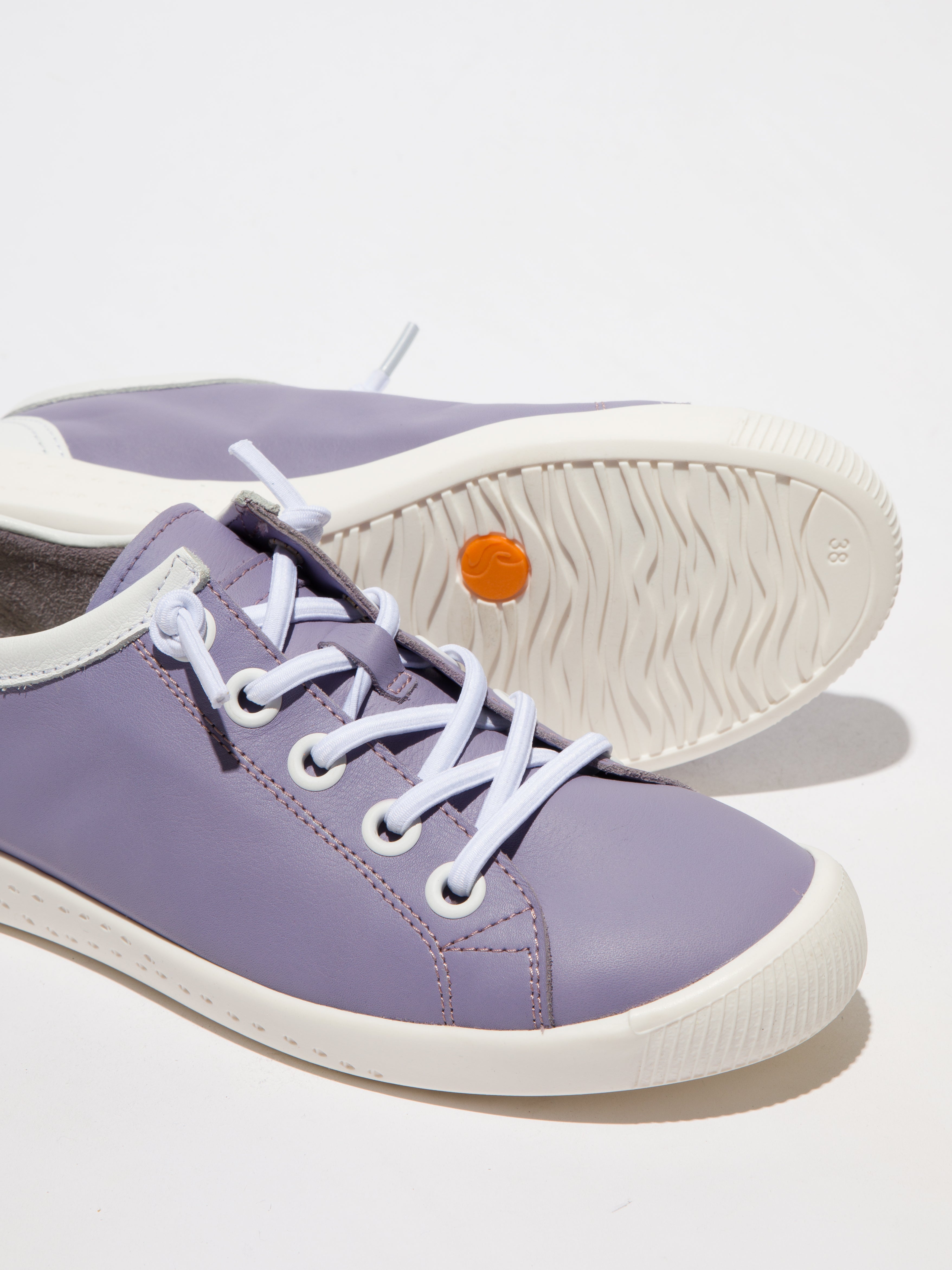Softinos Isla II 557 Ladies Violet And White Leather Elasticated Shoes
