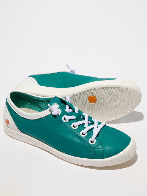 Softinos Isla II 557 Ladies Petrol Green And White Leather Elasticated Shoes