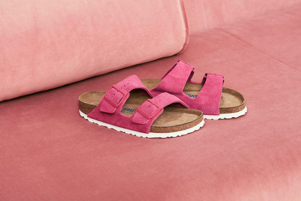Birkenstock Arizona Soft Footbed 1021442 Ladies Fuchsia Pink Suede Arch Support Slip On Sandals