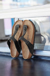 Birkenstock Gizeh BF 43691 Ladies Black Textile Arch Support Slip On Sandals