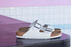 Birkenstock Arizona BF 552683 Ladies White Textile Arch Support Slip On Sandals