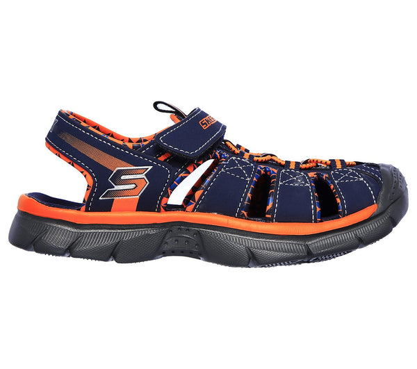 Skechers 92189L Relix Boys Navy/Orange Sandals - elevate your sole