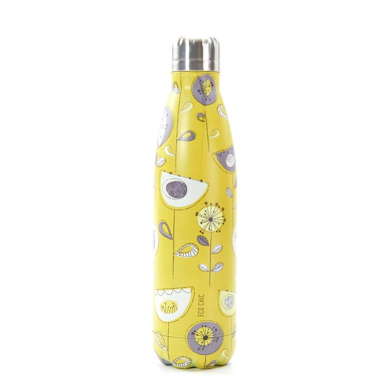 Eco Chic T01 1950's Flower Print Yellow Thermal Bottle