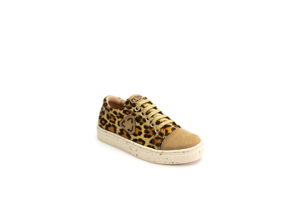 Petasil Tyler 5994 Girls Gold And Leopard Zip And Lace Up Trainers