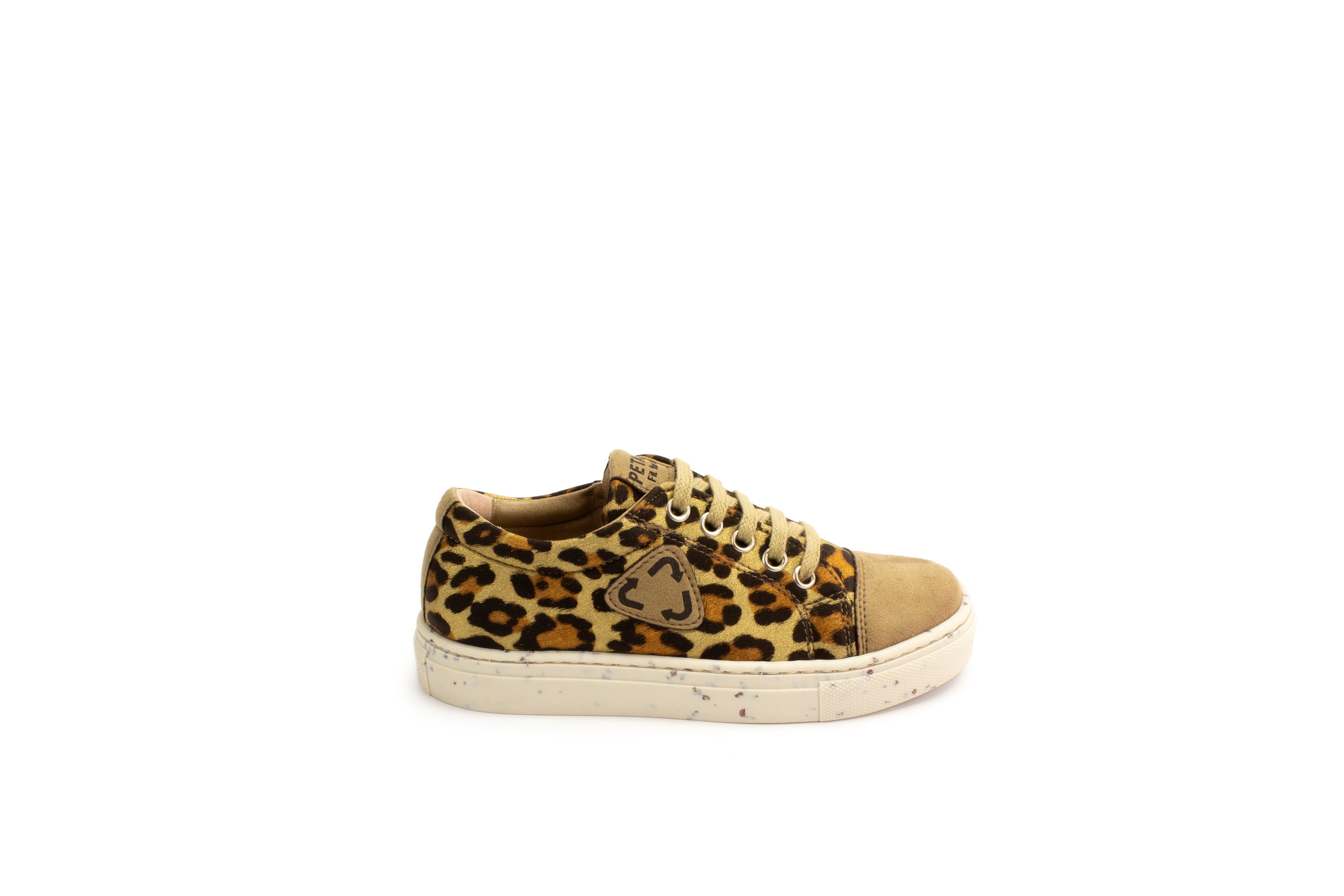 Petasil Tyler 5994 Girls Gold And Leopard Zip And Lace Up Trainers