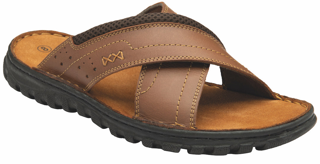 Lotus Mikey UMP025 Mens Tan Leather Slip On Sandals