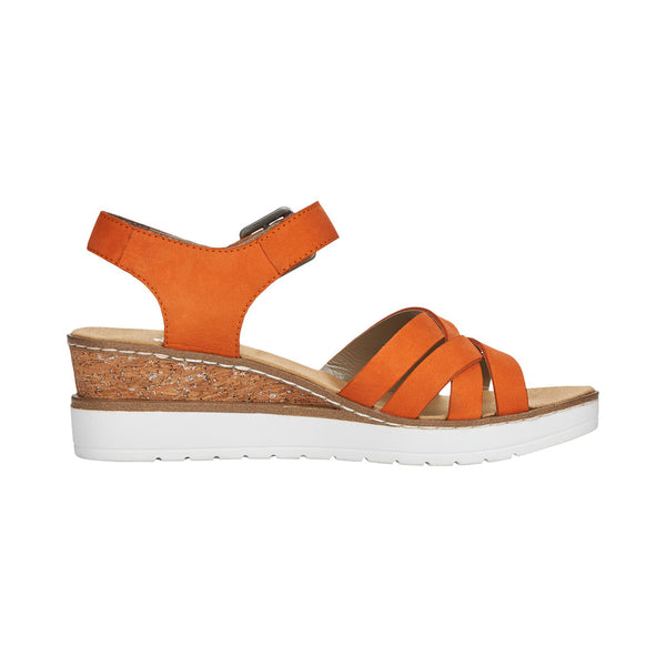 Rieker V3863-38 Ladies Orange Leather Sandals
