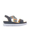Rieker V44G8-14 Ladies Navy And Print Pull On Sandals