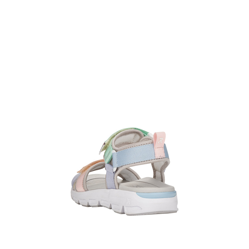 Rieker V8401-90 Ladies Lilac/Mint/Coral Touch Fastening Sandals