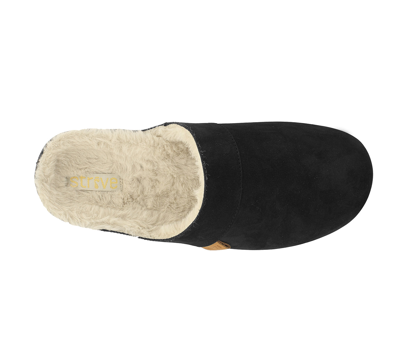 Strive Vienna Ladies Black Leather Arch Support Slip On Slippers