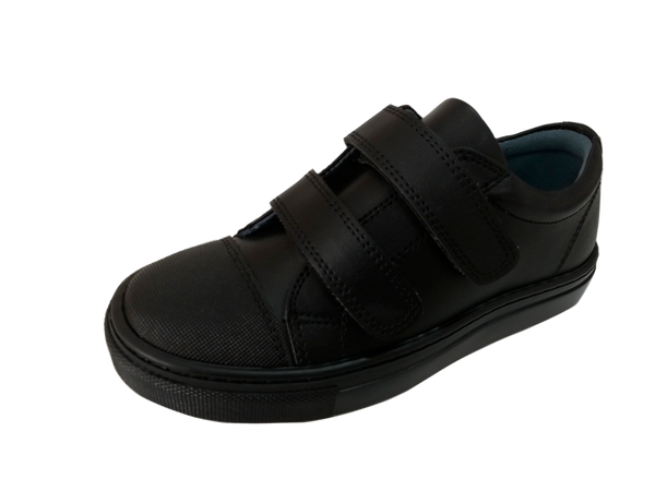 Petasil Vose 5976 Boys Black Vegan Leather Touch Fastening School Shoes