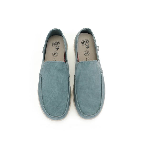 Walk In Pitas WP150 Mens Blue Textile Slip On Shoes