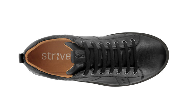 Strive Weston II Ladies All Black Leather Lace-Up Shoes