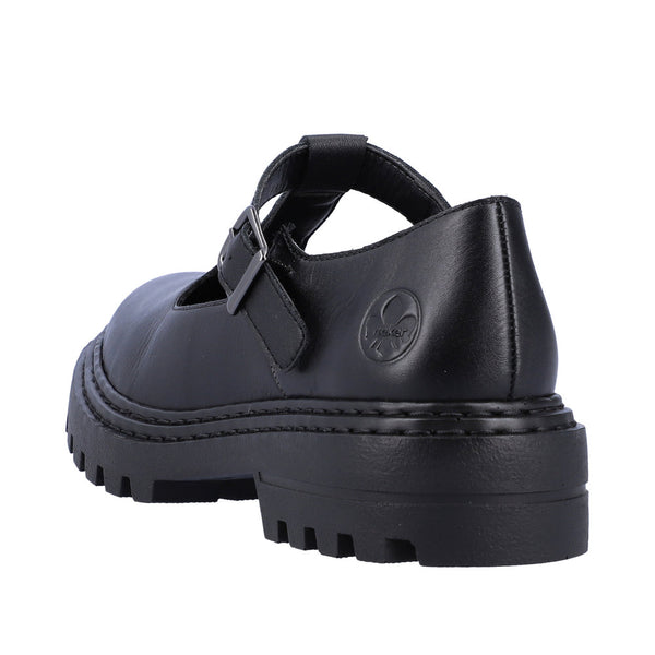 Rieker Z9664-00 Ladies Black Leather Buckle Shoes
