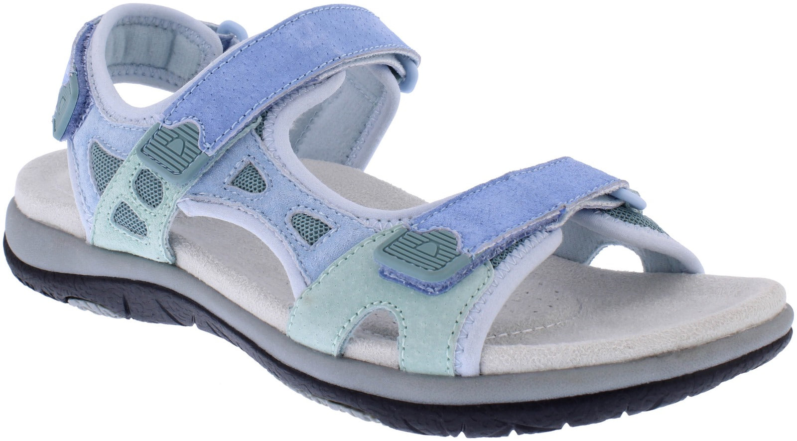 Free Spirit Zeal Ladies Blue Multi Suede & Textile Touch Fastening Sandals