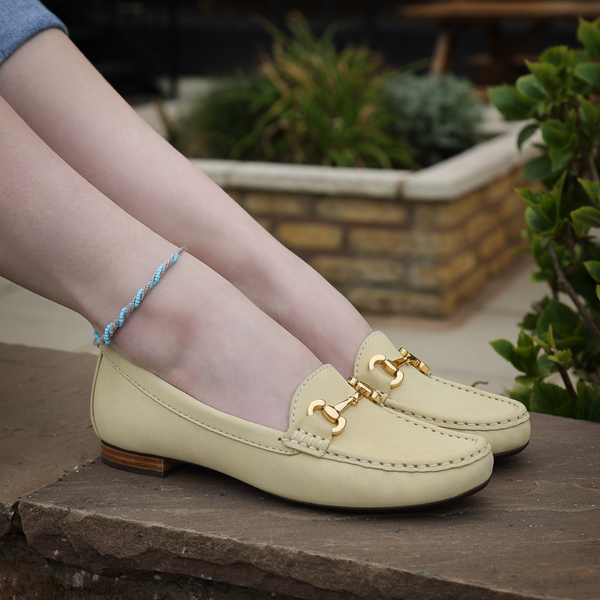 Elevate Your Sole 25836 Sunflower Ladies Yellow Nubuck Leather Loafers