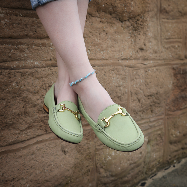 Elevate your Sole 25836 Sunflower Ladies Lime Nubuck Leather Loafers
