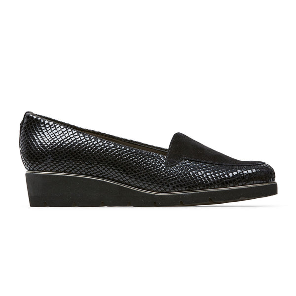 Van Dal Peel 3073 Ladies 1105 Black Feature Print Wedge Shoes