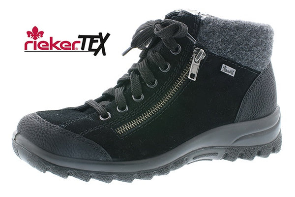 Rieker L7132-01 Suede Leather Lace Up Ankle Walking Boots - elevate your sole