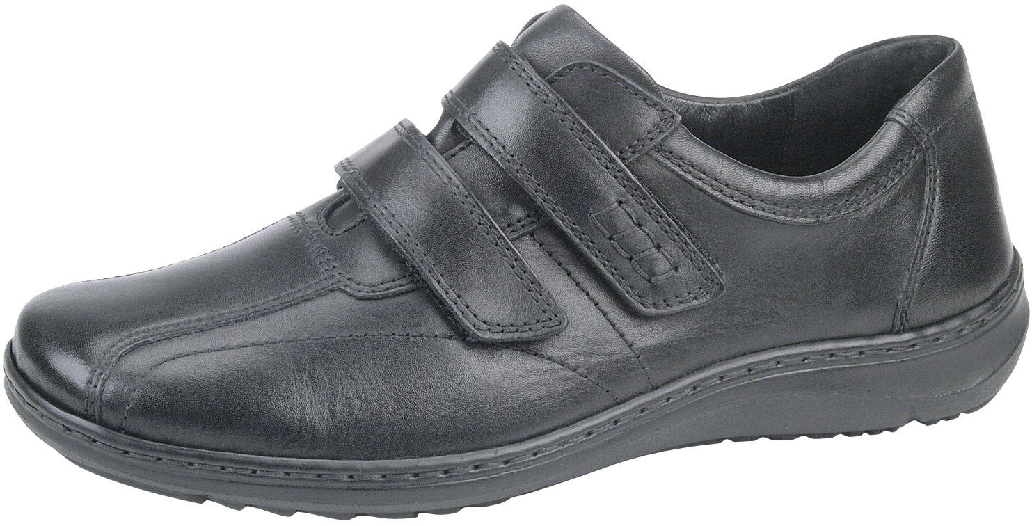 Waldlaufer 478301 Herwig Black Wide Fit Hook and Loop Shoes - elevate your sole