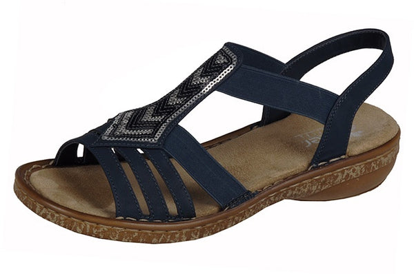 Rieker 62821-14 Ladies Navy Sequin Sandals - elevate your sole