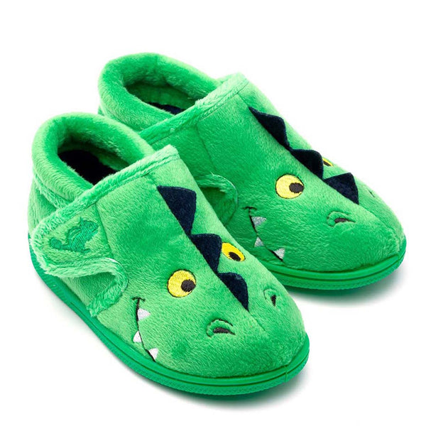 Chipmunk Scorch Childrens Green Dinosaur Slippers
