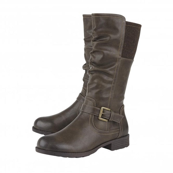 Lotus Adriana Brown Faux Leather Mid Calf Lined Boots - elevate your sole