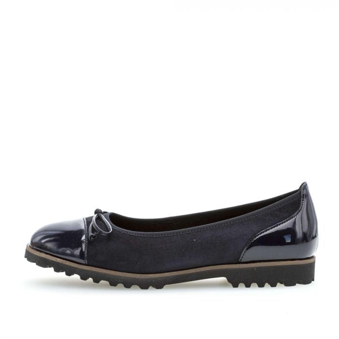 Gabor 34.100.36 Navy Suede Leather Slip On Ballerina Shoes - elevate your sole
