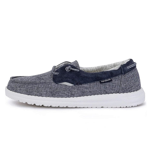 Dude Laila Lily Ladies Chambray Sea Blue Slip On Shoes