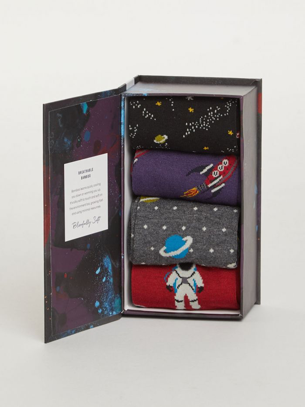 Thought SBM Galactic Mens Bamboo Socks Gift Box 4 Pack
