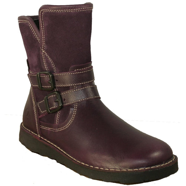 Oxygen Liffey Waxy Violet Purple Leather Suede Zip Up Ankle Boots - elevate your sole