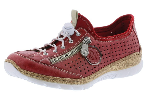 Rieker N4296-35 Ladies Red Slip On Walking Shoes - elevate your sole
