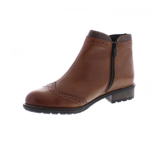 Rieker Y3361-22 Chestnut Brown Zip Up Ankle Boots - elevate your sole