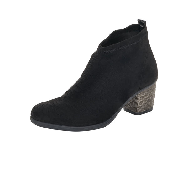 Remonte D5473-02 Ladies Black Pull On Heeled Ankle Boots