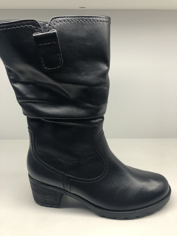 Gabor 72.802.57 Ladies Black Leather Calf Length Boot