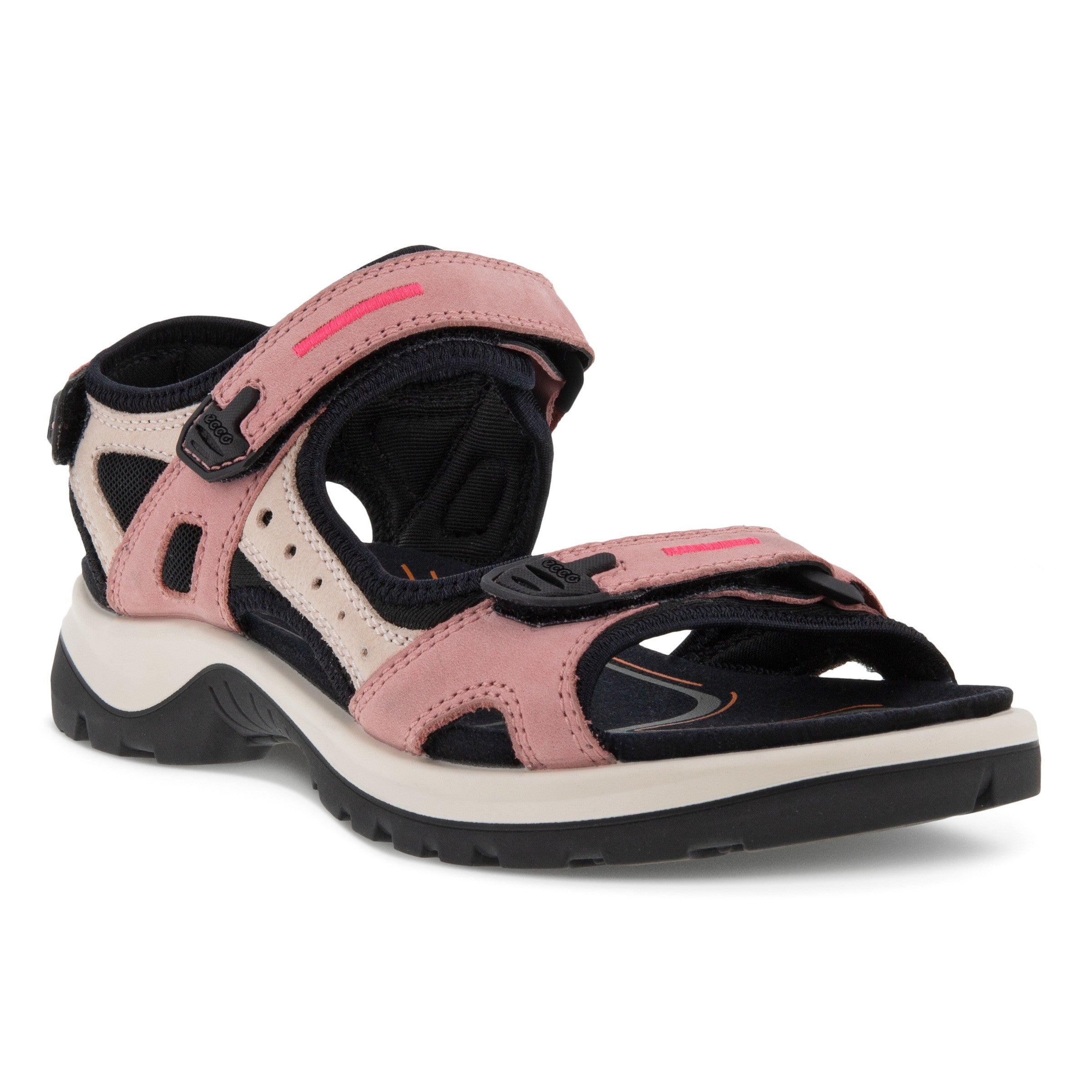 Ecco Offroad Yucatan 069563 52437 Ladies Damask Rose Pink Nubuck Arch Support Touch Fastening Sandals
