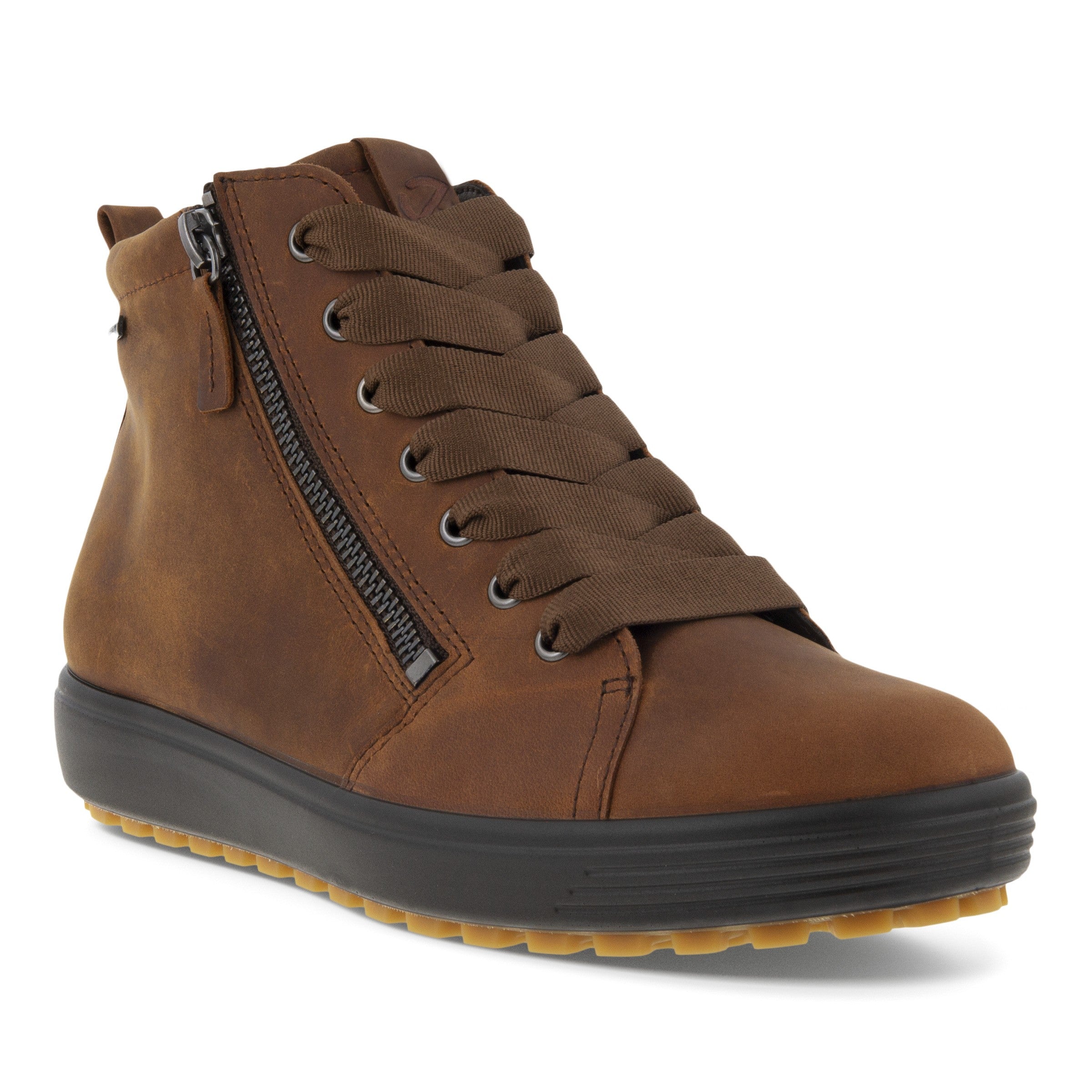 Ecco Soft 7 Tred GTX Hi 450163 02671 Ladies Sierra Brown Nubuck Waterproof Arch Support Zip & Lace Ankle Boots