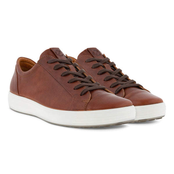 Ecco Soft 7 470364 02053 Mens Cognac Leather Arch Support Lace Up Shoes