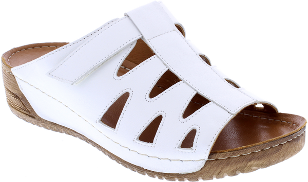 Adesso A6059 Frances Ladies White Leather Mule Sandals