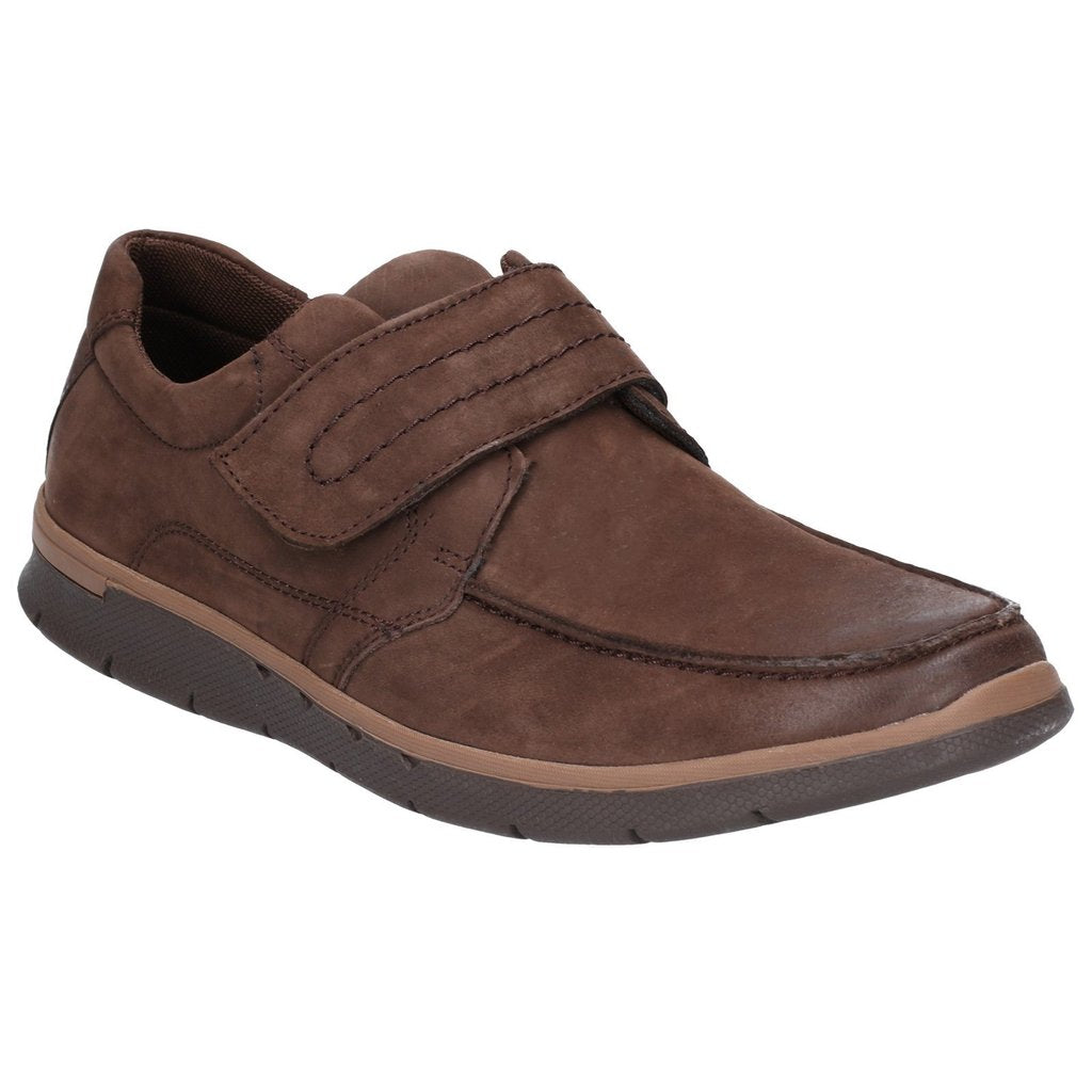 Hush Puppies Duke Mens Brown Leather Touch Fastening Shoes - elevate your sole