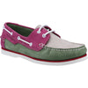 Hush Puppies Hattie Ladies Green And Pink Leather Lace Up Deck Shoes